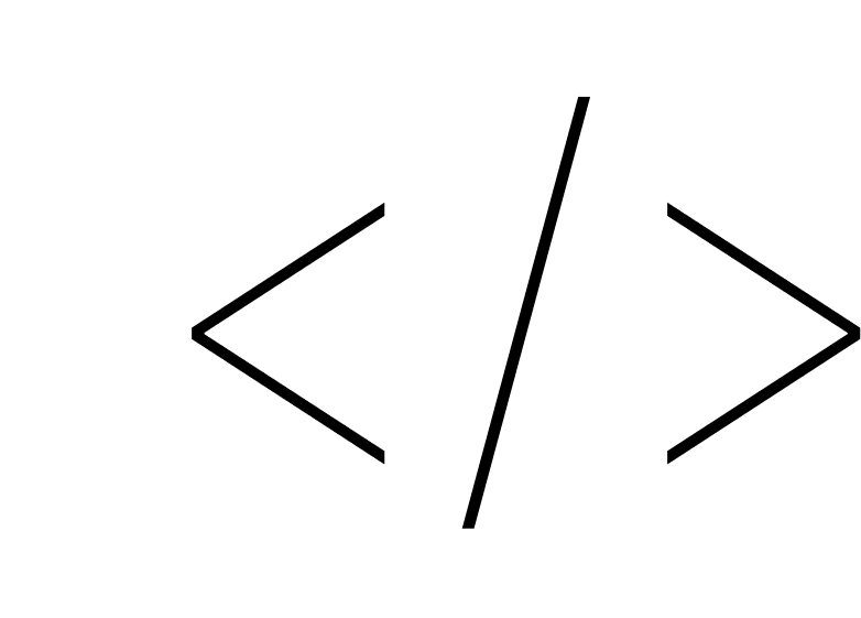 a imagem representa o fechamento de uma tag HTML. É formada por um sinal de menor que, uma barra inclinada para a direita no meio, e um sinal de maior que, todos na cor preta.